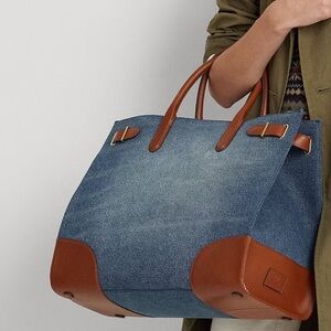 Ralph Lauren Blue and Brown Tote Bag